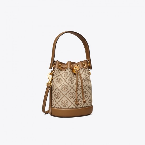 Tory Burch Women T Monogram Jacquard Mini Bucket Bag Hazel